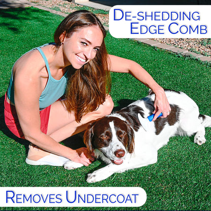 Horicon Pet 6 In 1 Premium Dog Brush Set - Dog Grooming Brushes - Ball Pin & Bristle Brush, Curved Blade Dematting Comb, Slicker Brush, Deshedding Edge Comb, Detangling Pet Comb