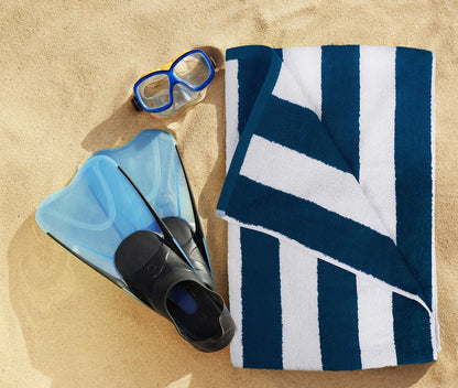 Utopia Towels Cabana Stripe Beach Towels (76 x 152 cm) - 100% Ring Spun Cotton Large Pool Towels, Soft and Quick Dry Swim Towels (Pack of 4) (Red, Navy, Grey, Plum)