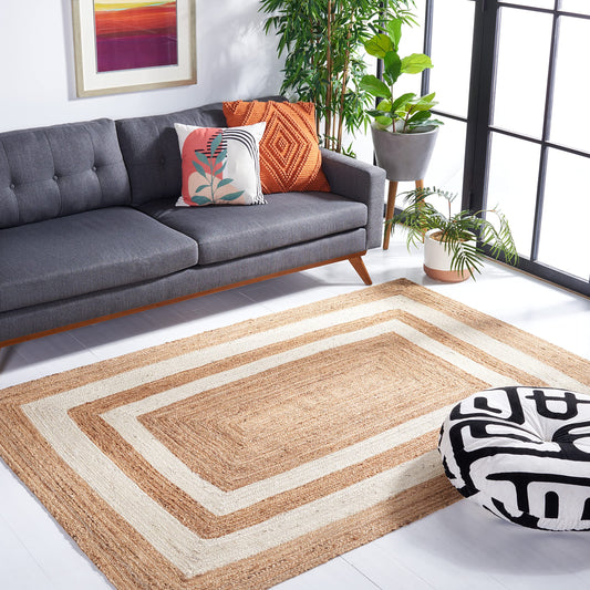 SAFAVIEH Natural Fiber Collection Accent Rug - 4' x 6', Ivory & Natural, Handmade Flat Weave Jute, Ideal for High Traffic Areas in Entryway, Living Room, Bedroom (NFB851A)