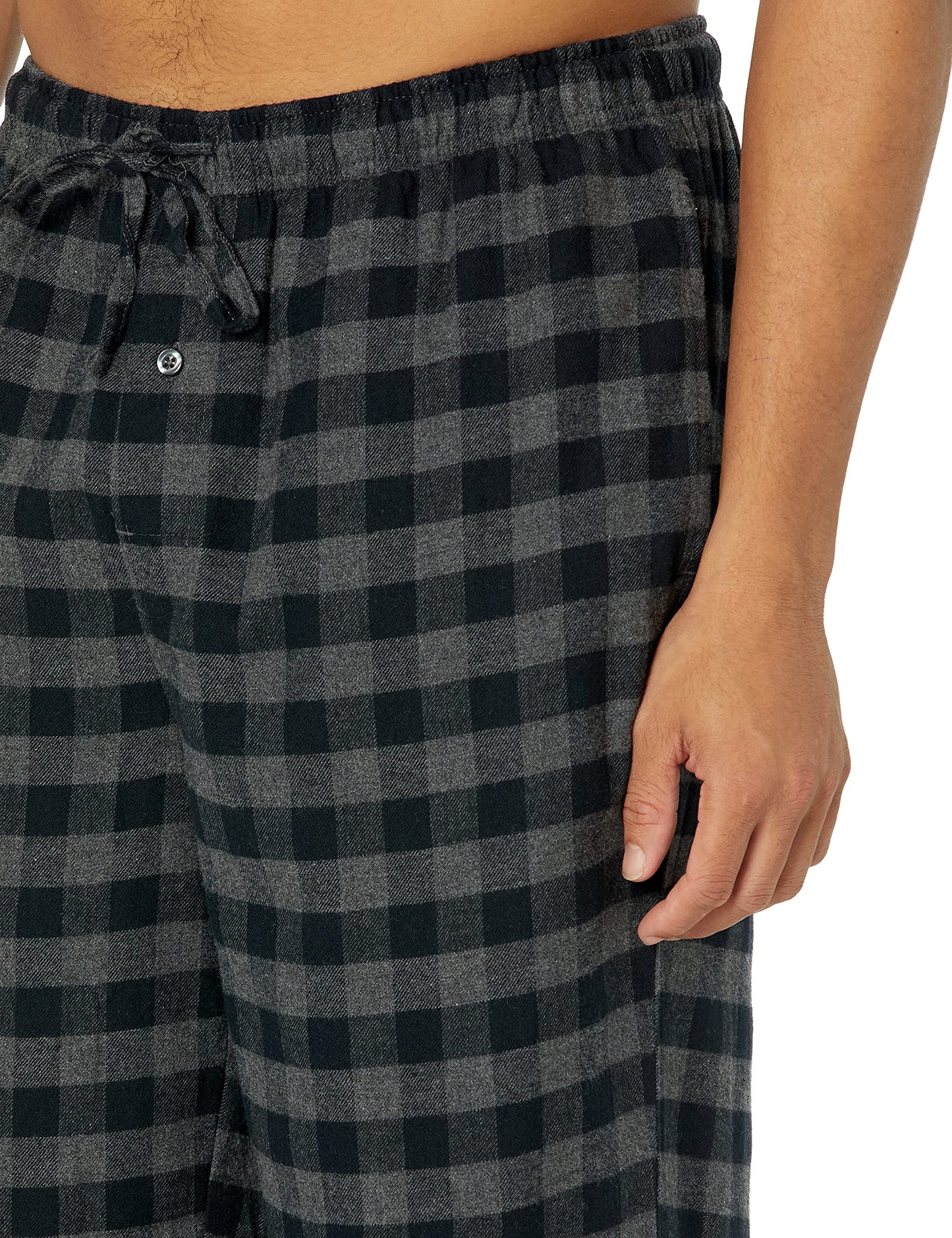 Amazon Essentials Men's Breathable Flannel Pajama Pant (Available in Big & Tall), Black Grey Buffalo Plaid, Medium