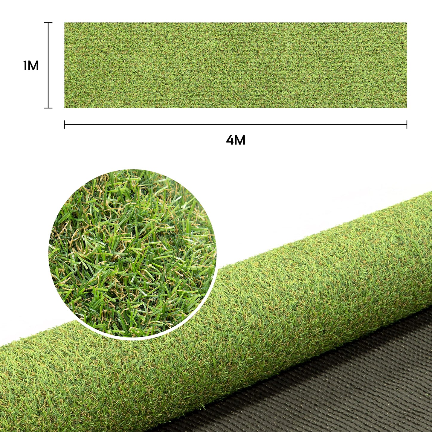 GardenKraft 4 m × 1 m Artificial Grass Roll – 15 mm High‑Density Two‑Tone Pile, UV‑Stabilised Fast‑Drain Fake Lawn, Pet & Child Friendly Astro Turf