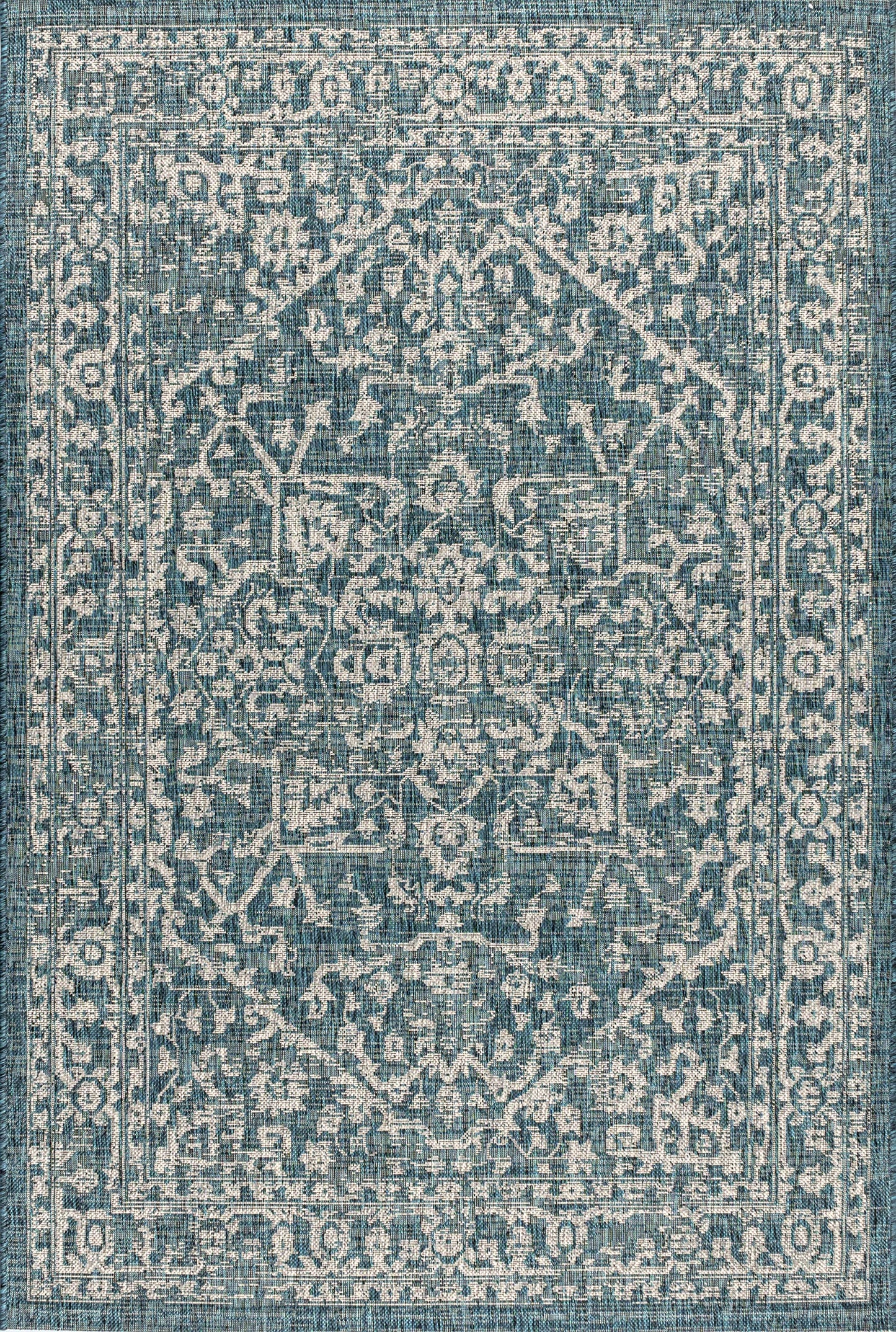 JONATHAN Y Boho Medallion Indoor Outdoor Area Rug 6X9 Teal/Gray, Malta Textured Weave for Backyard, Patio, Porch, Easy-Cleaning, High Traffic, Pet-Friendly, Non-Shedding (SMB104B-6)