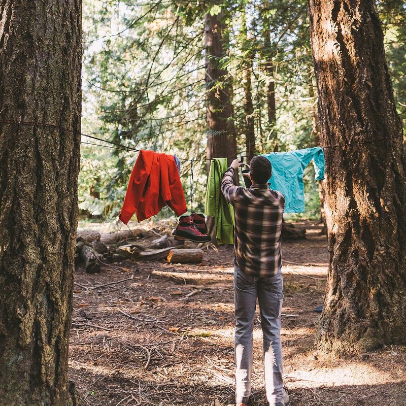 Taut Line Kit with 550 Paracord - Perfect for Hanging Gear | Black Travel Clothesline