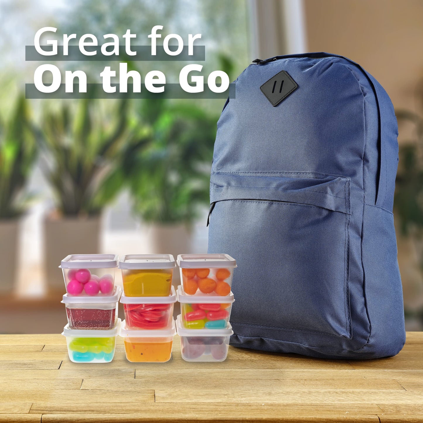 Greenco Mini Rectangular Storage Containers, 20 Pack, 2.03 Oz Reusable Small Plastic Storage Container Jars with Lids | Perfect for Baby Food, Snacks, Sauces, Candy, Freezer & Dishwasher Safe