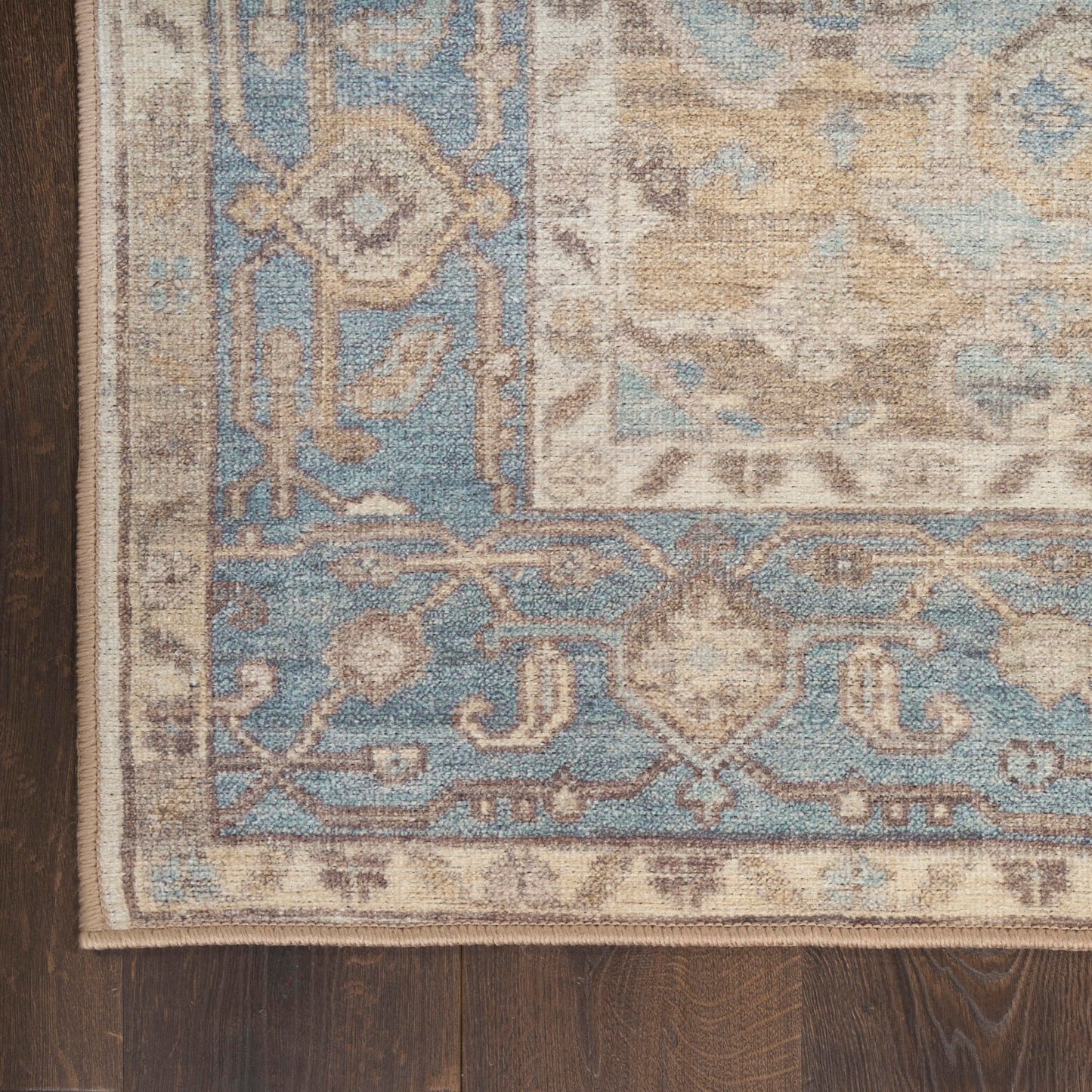 Nourison Home Vintage Washables Blue Green 5'3" x 7'3" Area Rug - Easy Clean, Non Shedding, Bed Room, Living Room, Dining Room, Kitchen (5' x 7')