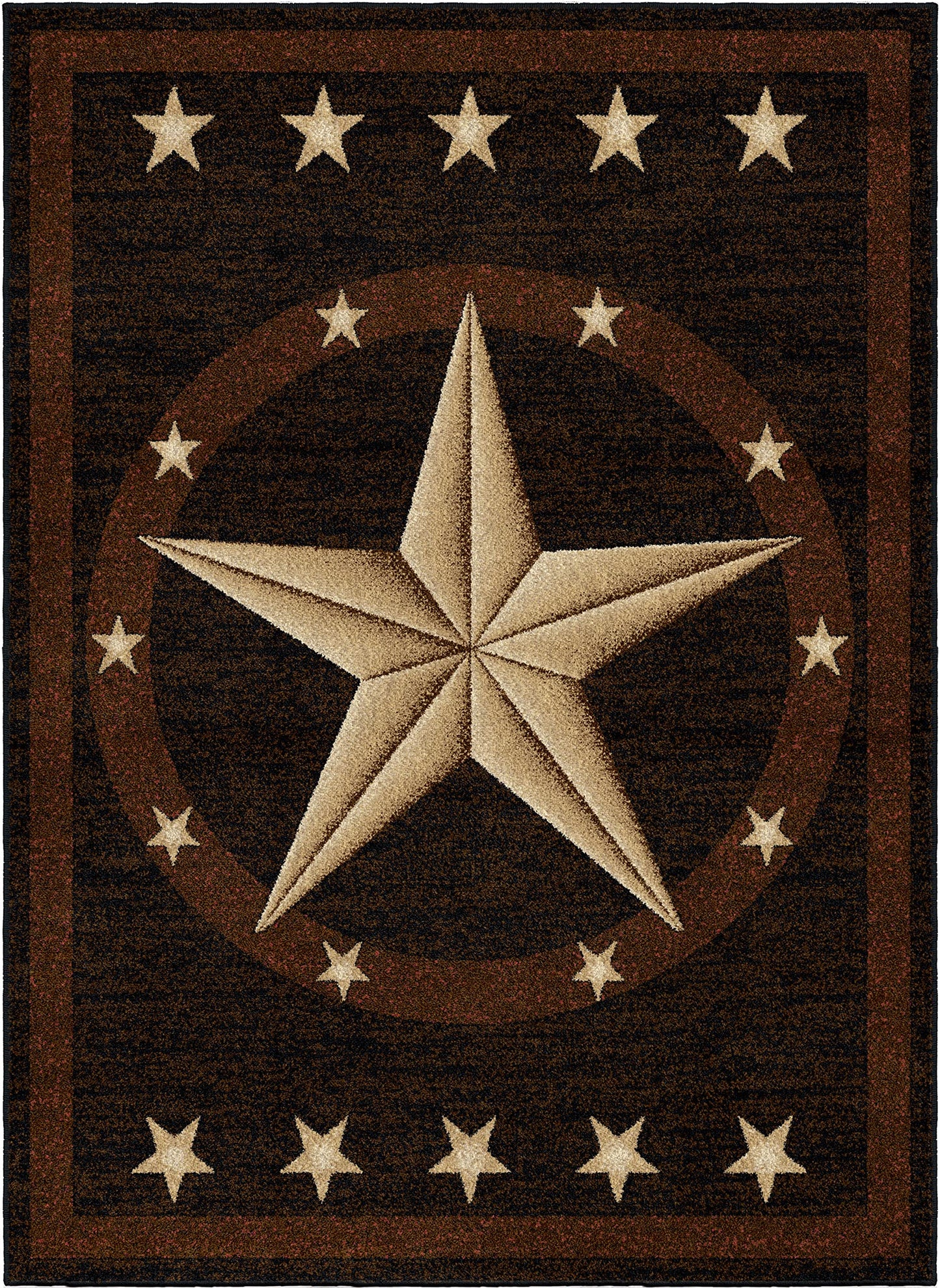 Rustic Lodge Texas Star 3683 2'3"x3'3" Black Area Rug