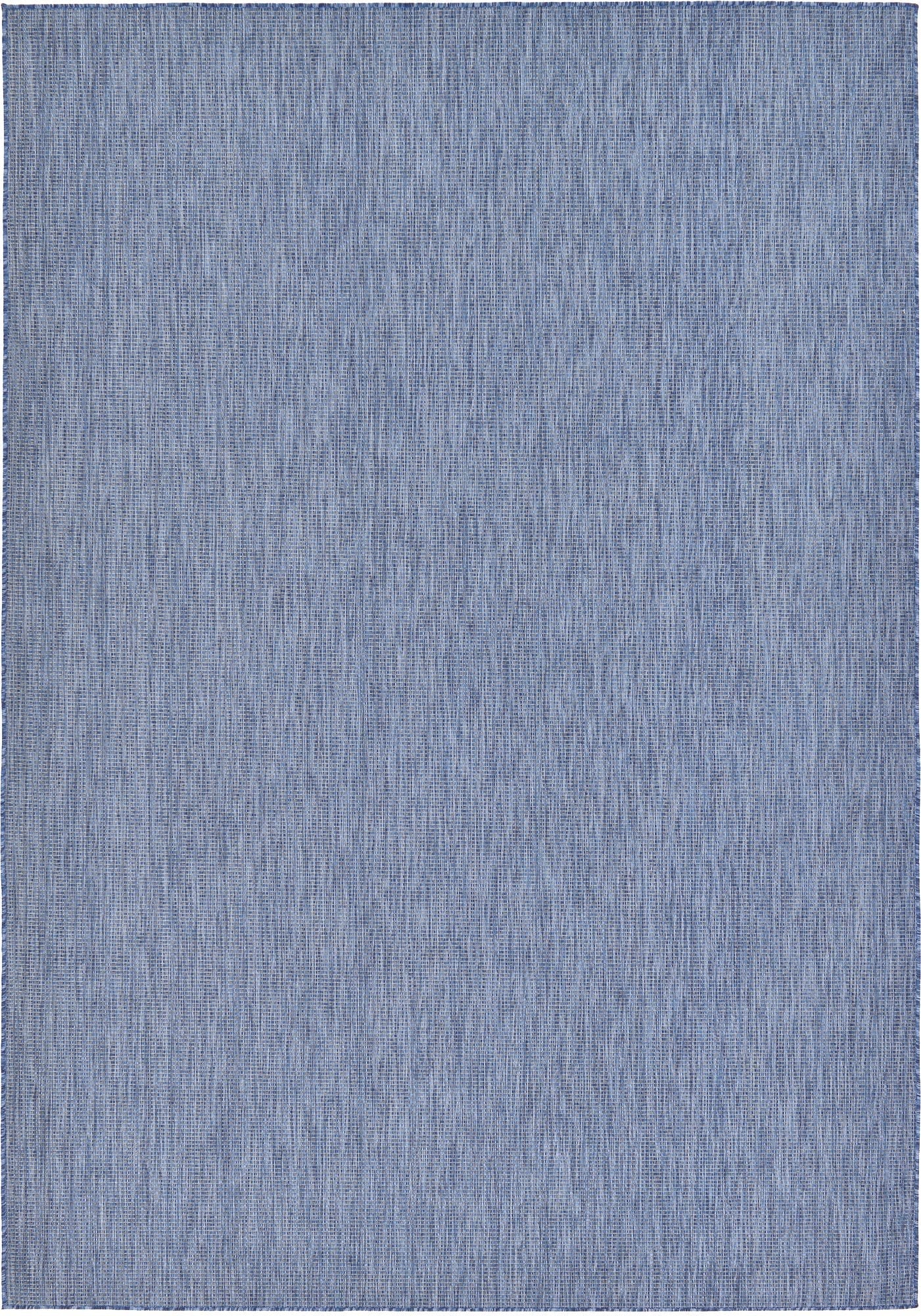 Unique Loom Collection Casual Transitional Solid Heathered Indoor/Outdoor Flatweave Area Rug (8' x 11' 4" Rectangle, Blue/Navy Blue)