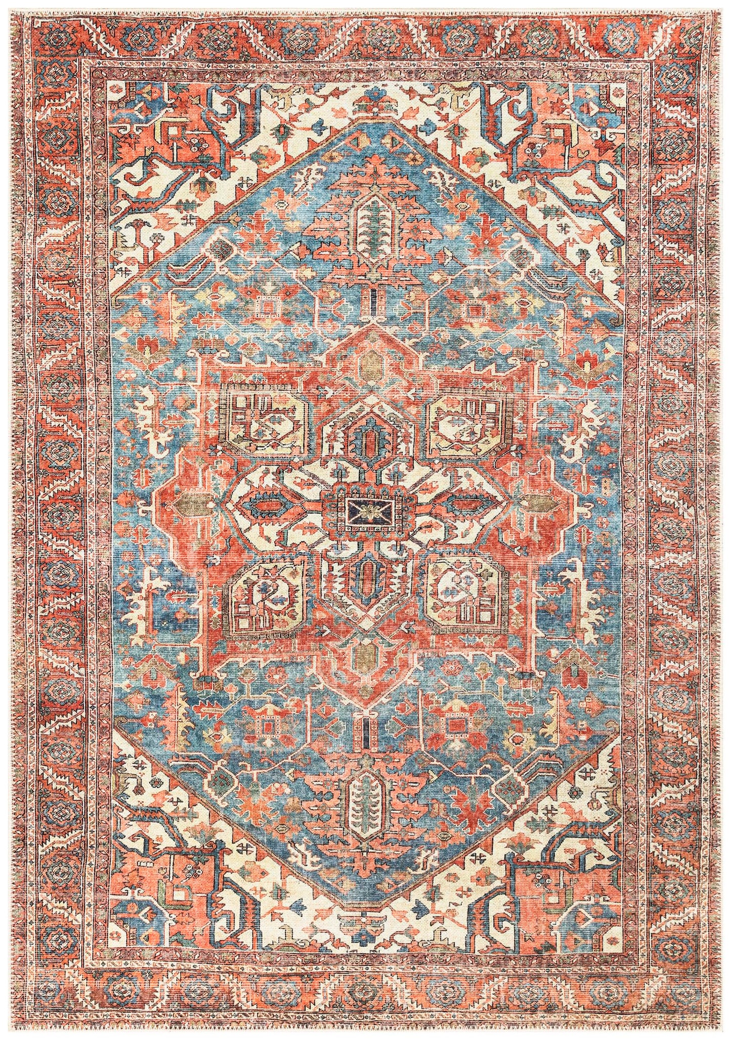 Keen Home Design 3x5 Rug - Machine Washable Entry Rug with Non-Slip Backing, Ideal for Enteryway, Kitchen, Bathroom, Laundry Room - Vintage, Easy Clean, Durable, Low Pile Rug - (3' x 5')