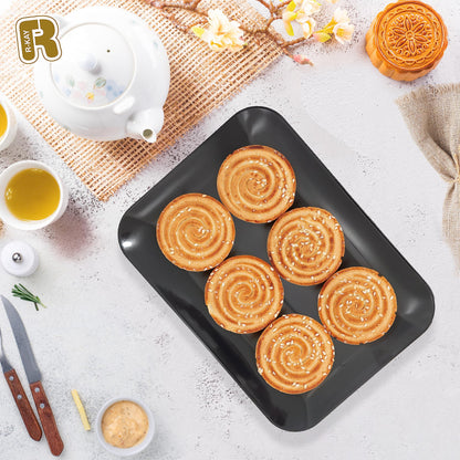 3 Pack Black Plastic Serving Tray for Party - Black Serving Tray 8 by 11 Inch - Dessert Trays for Food - Party Serving Trays for Entertaining