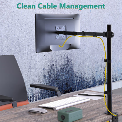 WALI Monitor Arm Mount for Desk, Single Extra Tall Computer Desk Mount, Monitor Bracket Mount Stand Single, up to 32 inch, 22 lbs (M001XL), Black