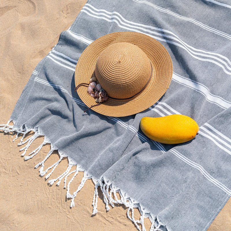 Aegero Turkish Beach Towel, 36"x71" Quick Dry Sand Free Oversized Bath Pool Swim Towel, Lightweight Travel Turkish Towels Vacation Essentials, Dark Gray