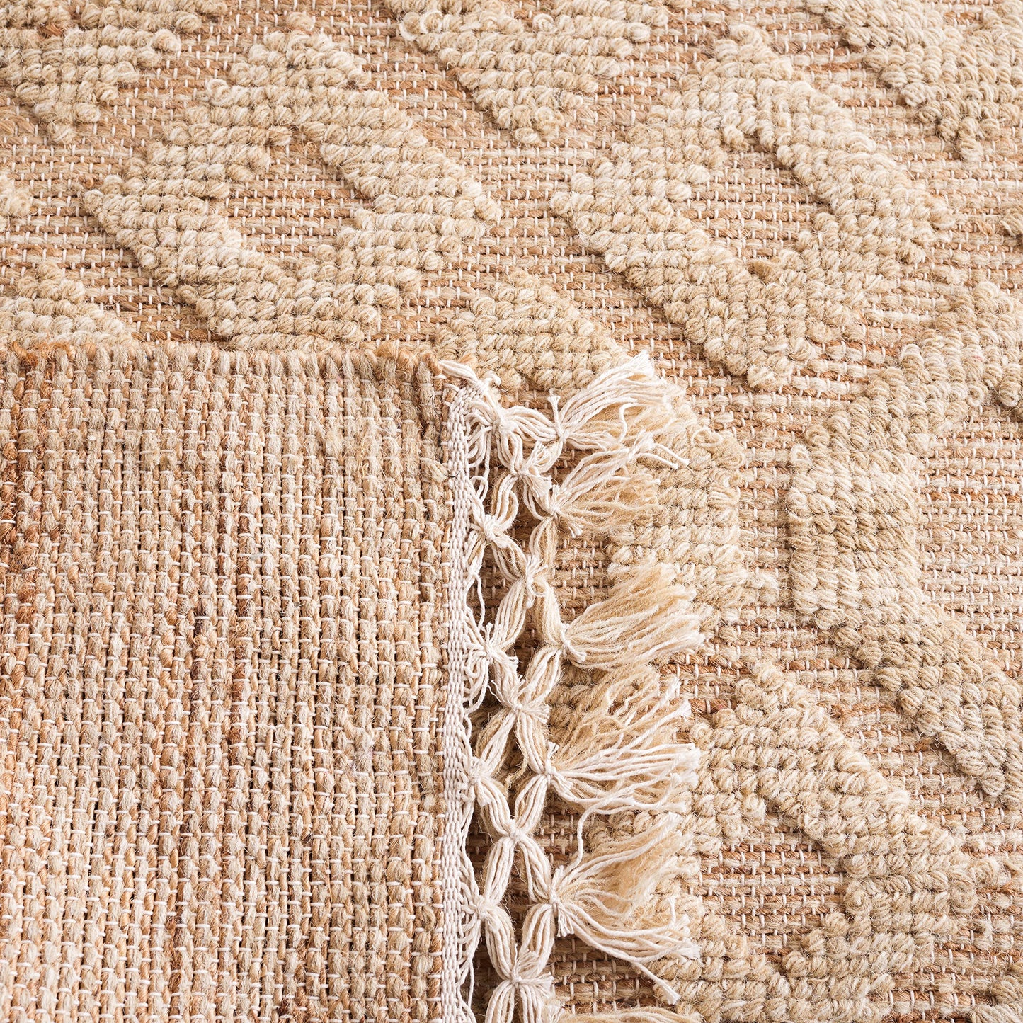 SAFAVIEH Natural Fiber Collection Area Rug - 5' x 8', Natural & Beige, Flat Weave Farmhouse Geometric Jute & Wool Design, Ideal for High Traffic Areas in Living Room, Bedroom (NF381A)