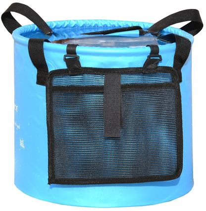 Freegrace Premium Collapsible Bucket - Multifunctional Folding Bucket - Perfect Gear for Camping, Hiking & Travel (Blue, 10L(Upgraded))