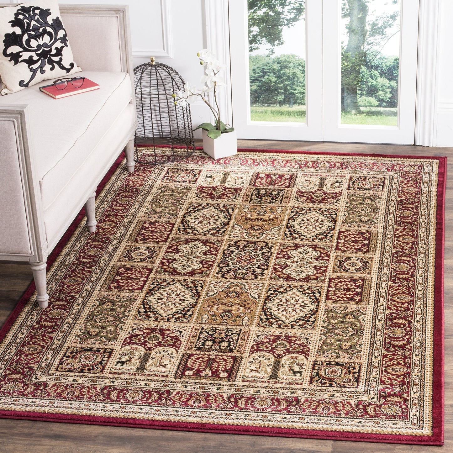 SAFAVIEH Lyndhurst Collection Accent Rug - 3'3" x 5'3", Multi & Red, Traditional Oriental Design, Non-Shedding & Easy Care, Ideal for High Traffic Areas in Entryway, Living Room, Bedroom (LNH217B)