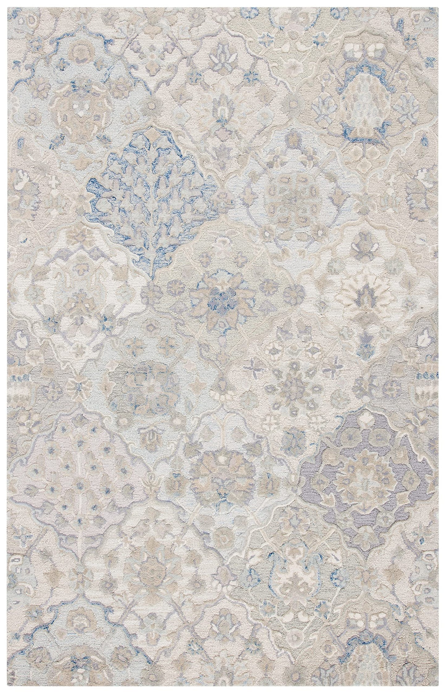 SAFAVIEH Glamour Collection 5' x 8' Grey/Blue GLM622F Handmade Premium Wool Area Rug