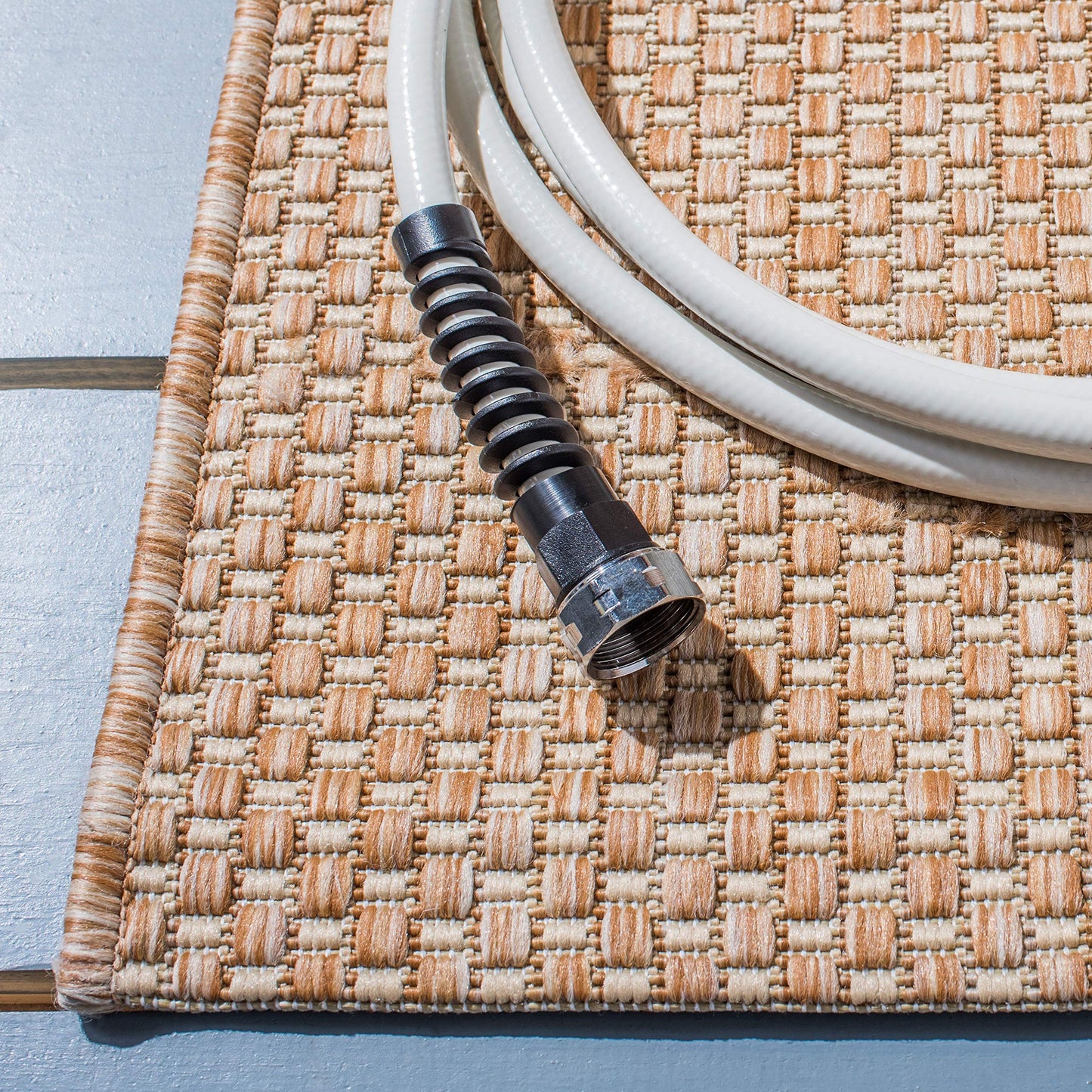 SAFAVIEH Courtyard Collection Area Rug - 6'7' x 9'6', Natural & Cream, Non-Shedding & Easy Care, Indoor/Outdoor & Washable-Ideal for Patio, Backyard, Mudroom (CY8521-03012)