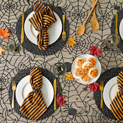 DII Black Lace Overlay Tabletop Collection Gothic Halloween Decor, Tablecloth, 54x72, Spider Web