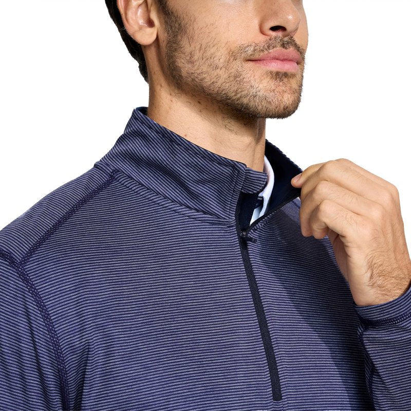 M MAELREG Mens 1/4 Zip Pullover Striped Mock Neck Lightweight Melange Golf Half Zip Sweatshirts for Men