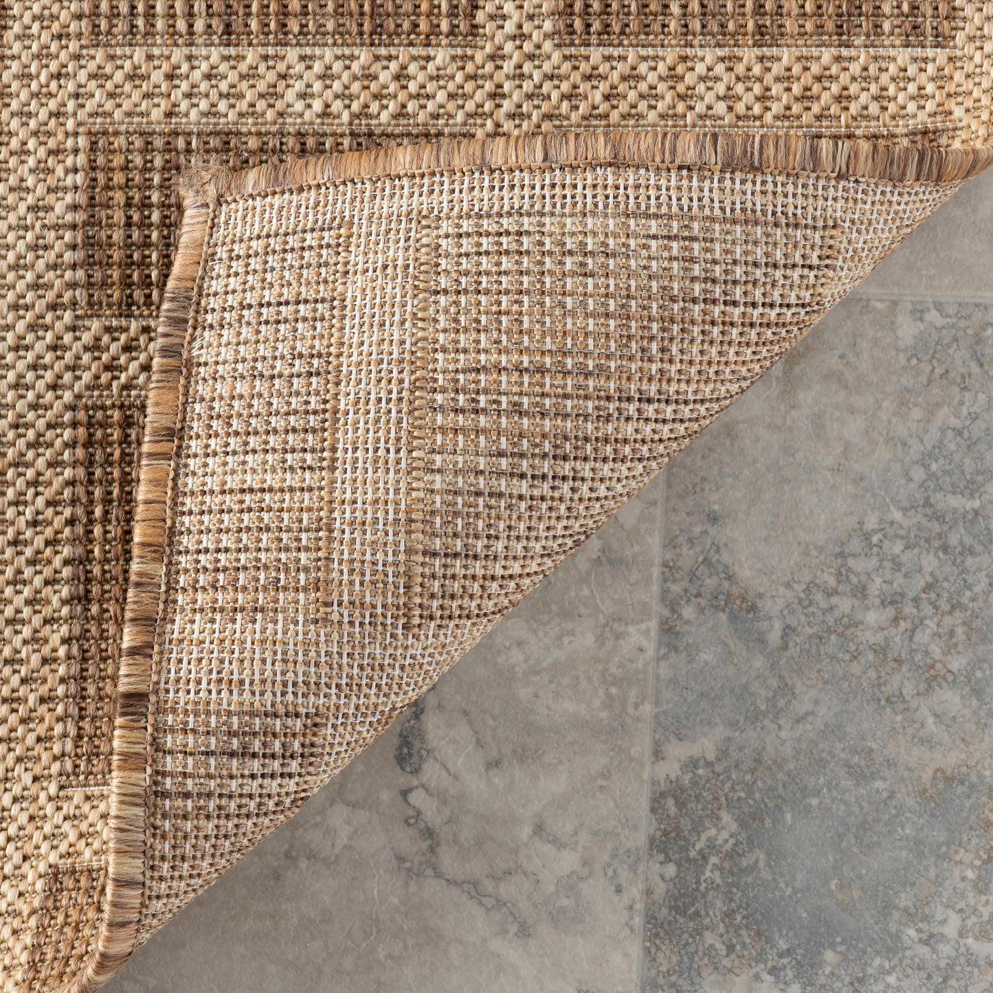 Nuloom Vanya Checkered 7' x 9' Indoor/Outdoor Area Rug for Living Room Patio Deck Front Porch, Light Brown
