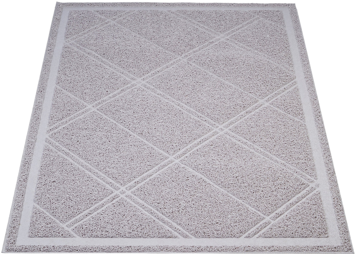Amazon Basics Less-Mess Litter Trapping Cat Litter Box Mat, Soft on Kitty Paws, Waterproof, Scatter Control, 24" x 35", Grey