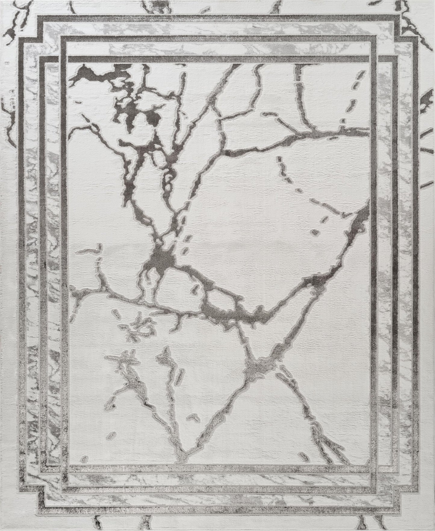 GLORY RUGS Area Rugs Marble 8x10 Cream Silver Border Carpet Elegant Modern Abstract Rug Living Room Dining Bedroom Rug