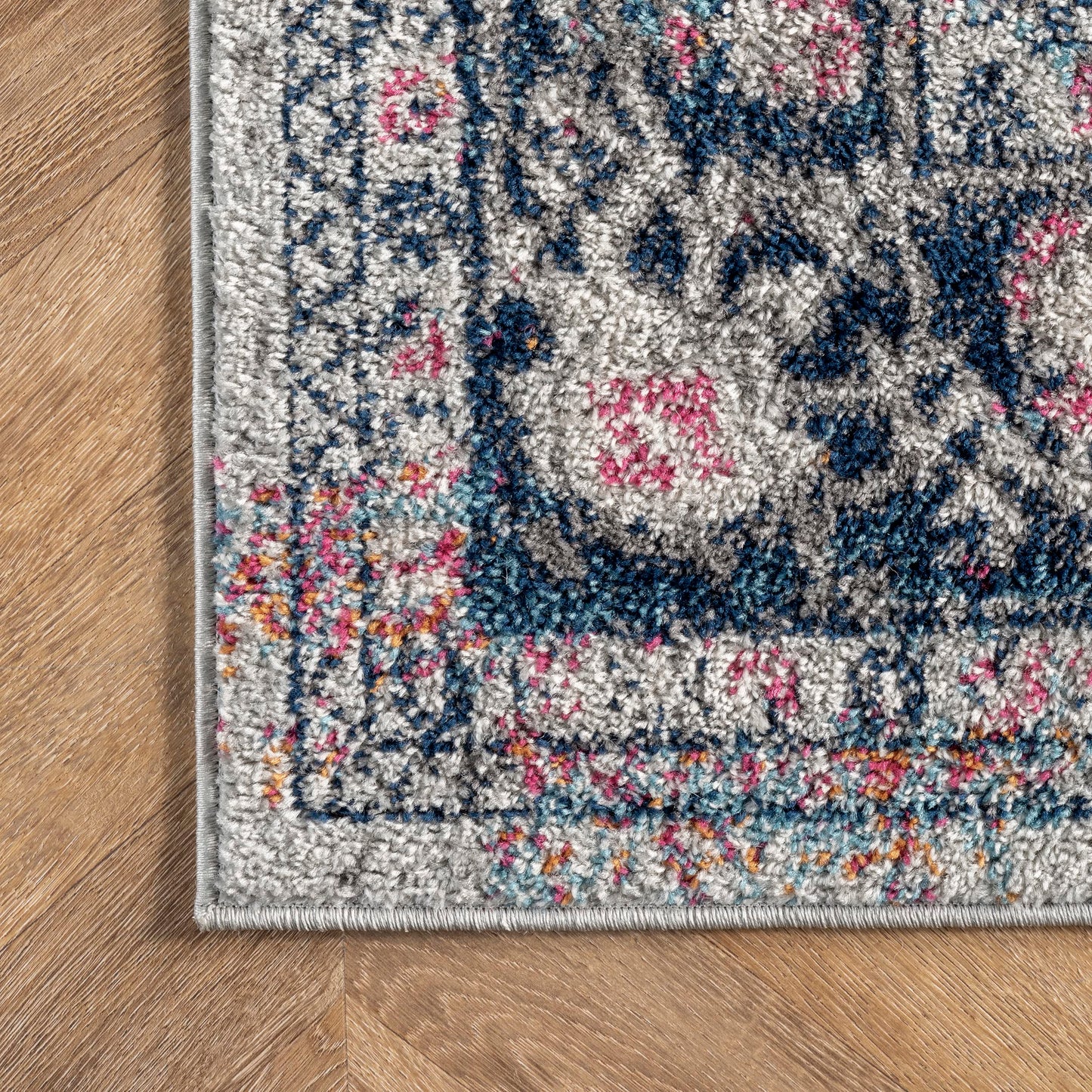 nuLOOM Lilah Vintage Medallion Area Rug, 8' x 10', Blue, Rectangular