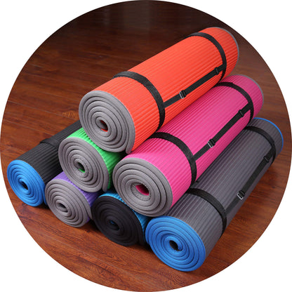 Fitvids All-Purpose 2/5-Inch (10mm) Extra Thick High Density Anti-Slip Exercise Pilates Yoga Mat with Carrying Strap, Gray