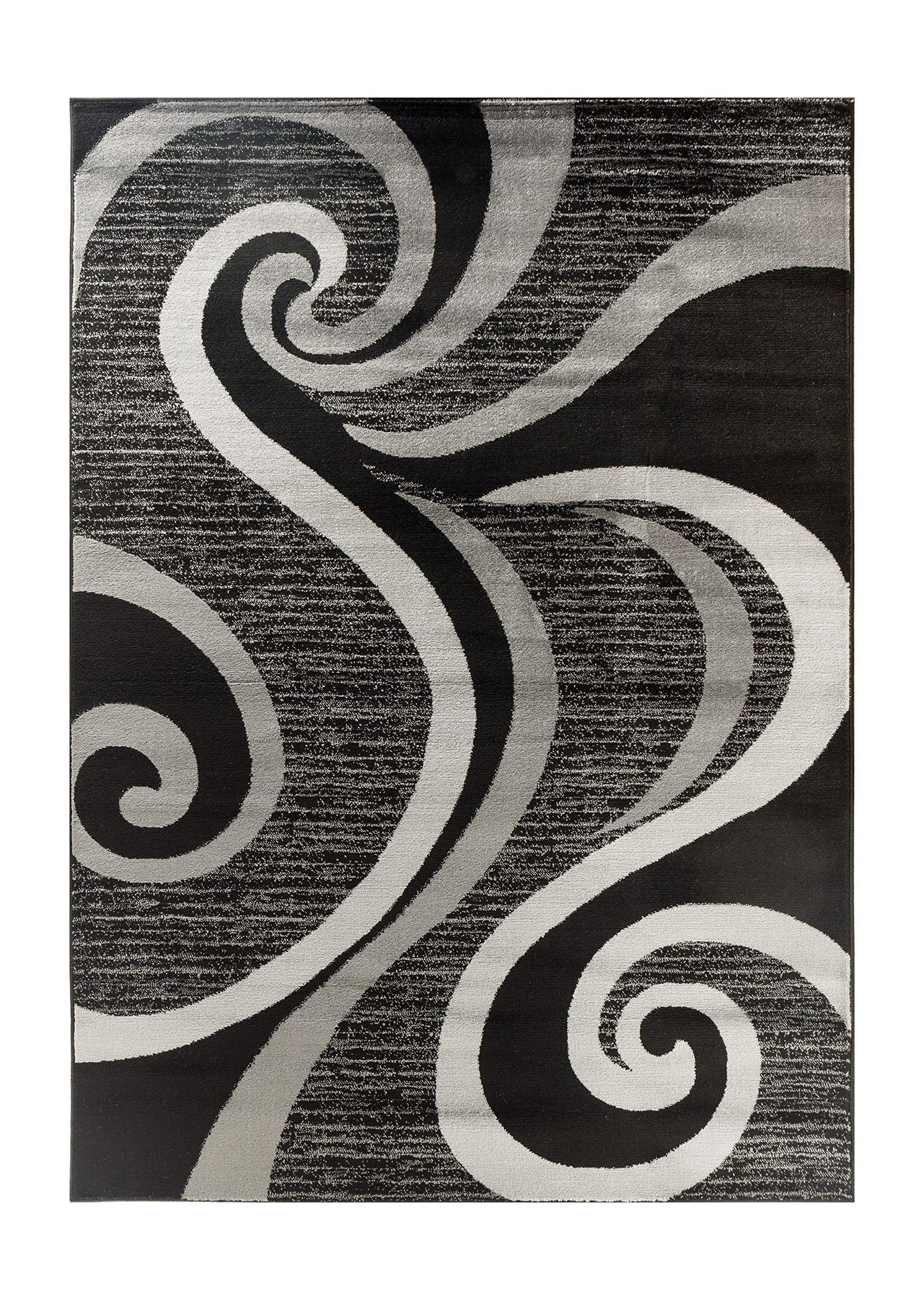 GLORY RUGS Modern Area Rug 8x10 Black Gray Swirls Carpet Bedroom Living Room Contemporary Dining Accent Sevilla Collection 4817A (8x10, Black)