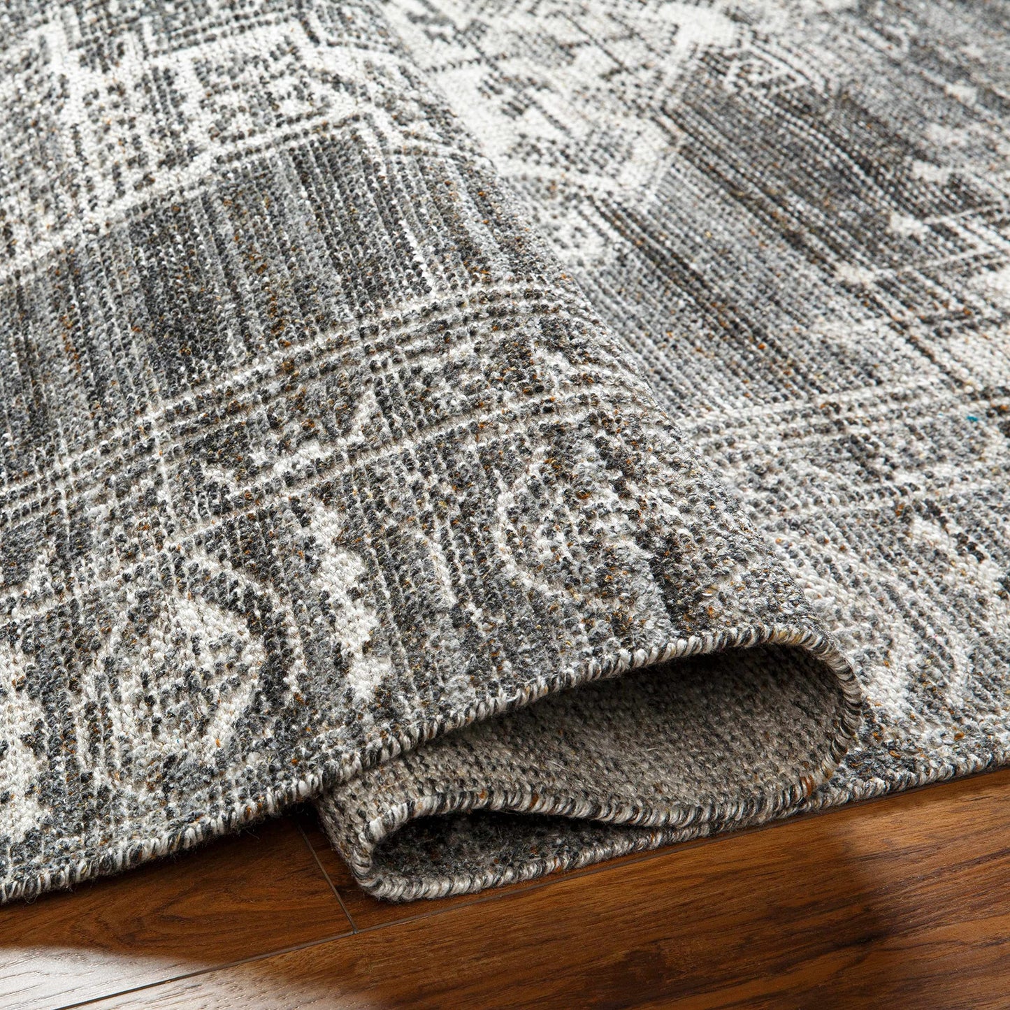 Hauteloom Rona Recycled Material Living Room, Bedroom Area Rug - Traditional - Gray, Black, Ivory - 2' x 3'