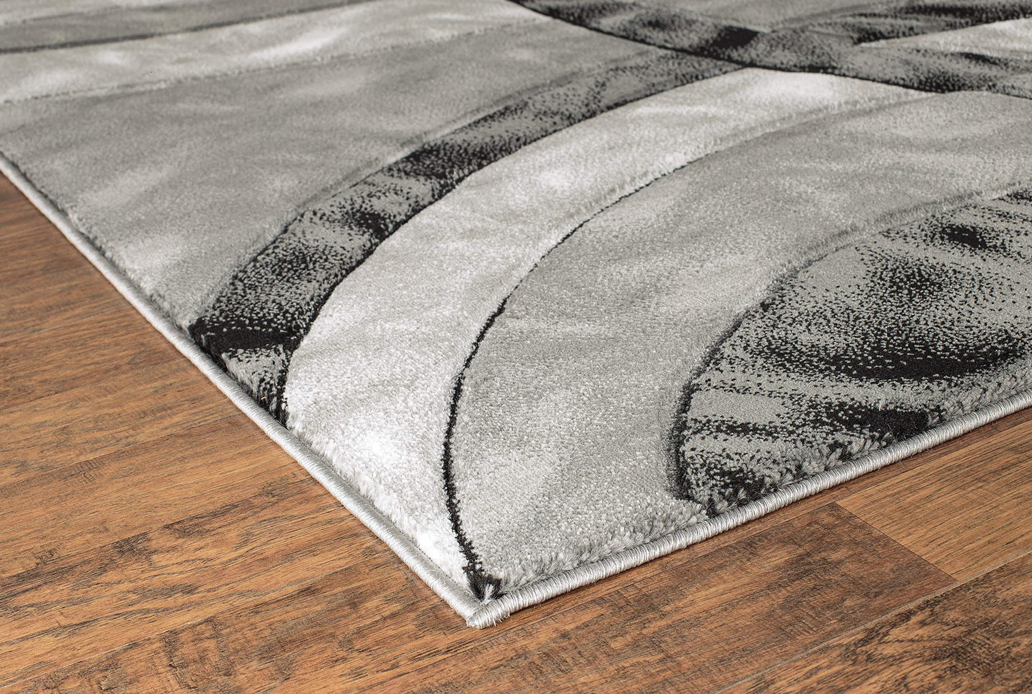 GLORY RUGS Area Rug Modern 8x10 Grey Black Circles Geometry Soft Hand Carved Contemporary Floor Carpet Fluffy Texture for Indoor Living Dining Room and Bedroom Area