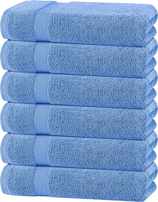 White Classic Wealuxe Light Blue Bath Towels 24x50 Inch, Cotton Towel Set