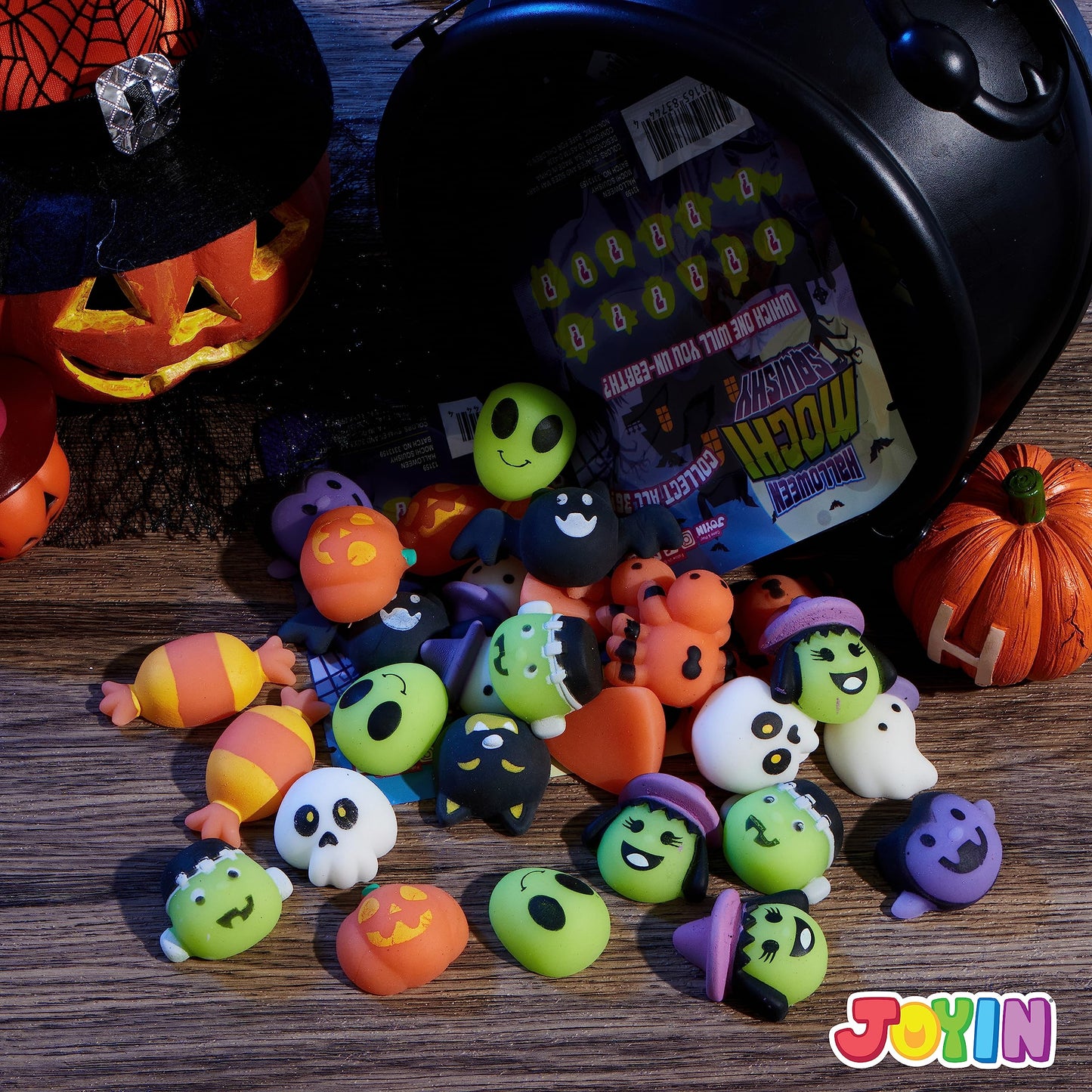 JOYIN 36 Pcs Halloween Mochi Squishy Toy in Blind Bags with 12 Characters for Stress Relief, Halloween Mystery Toy Surprise Bag for Kids Trick or Treating, Party Favors Supplies, Goodie Fillers