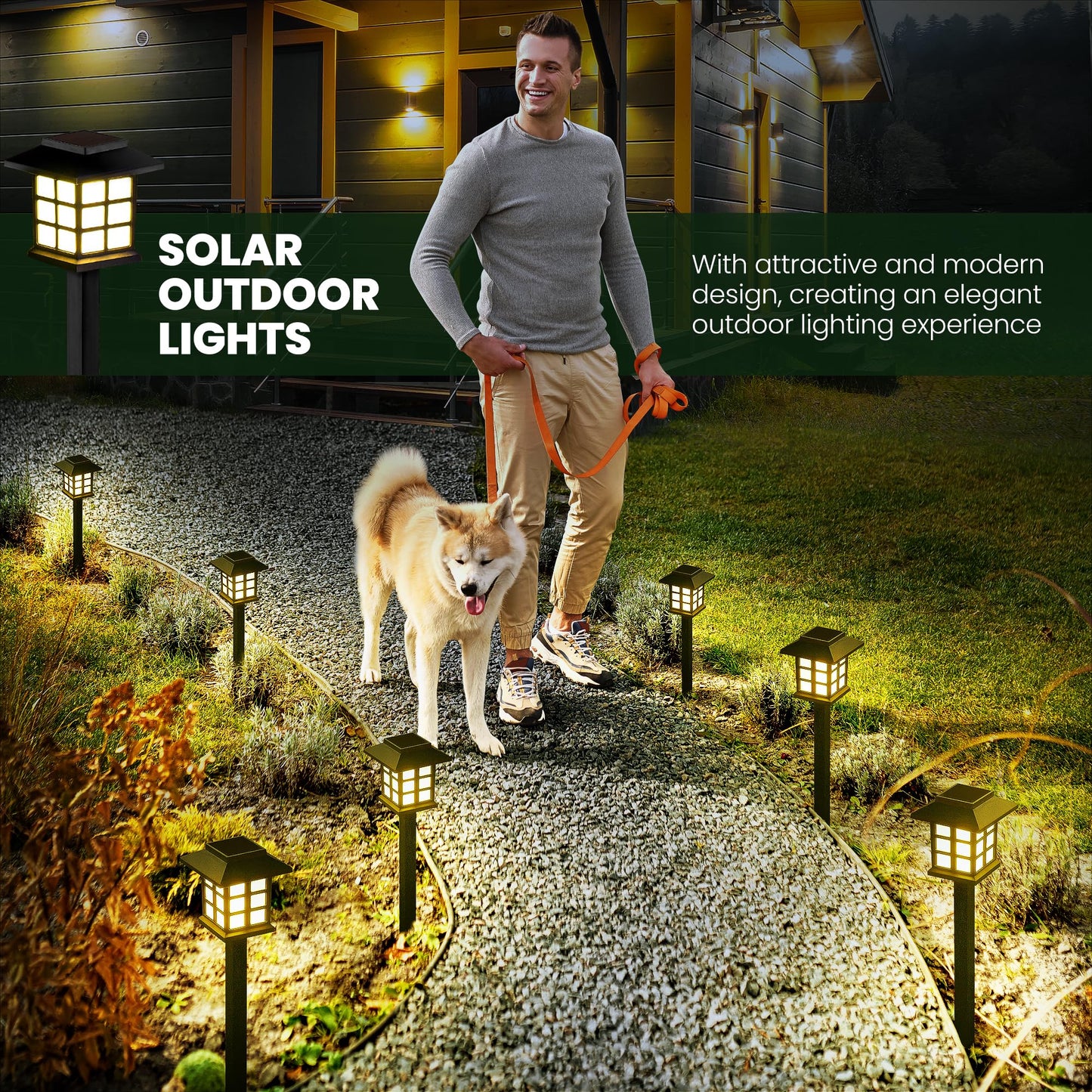 GIGALUMI Solar Lights Outdoor Garden, 8 Pack Garden Lights Solar Powered Waterproof, Solar Lights Outdoor, Landscape, Path, Yard, Patio, Driveway,Pathway,Warm White,Auto ON/Off