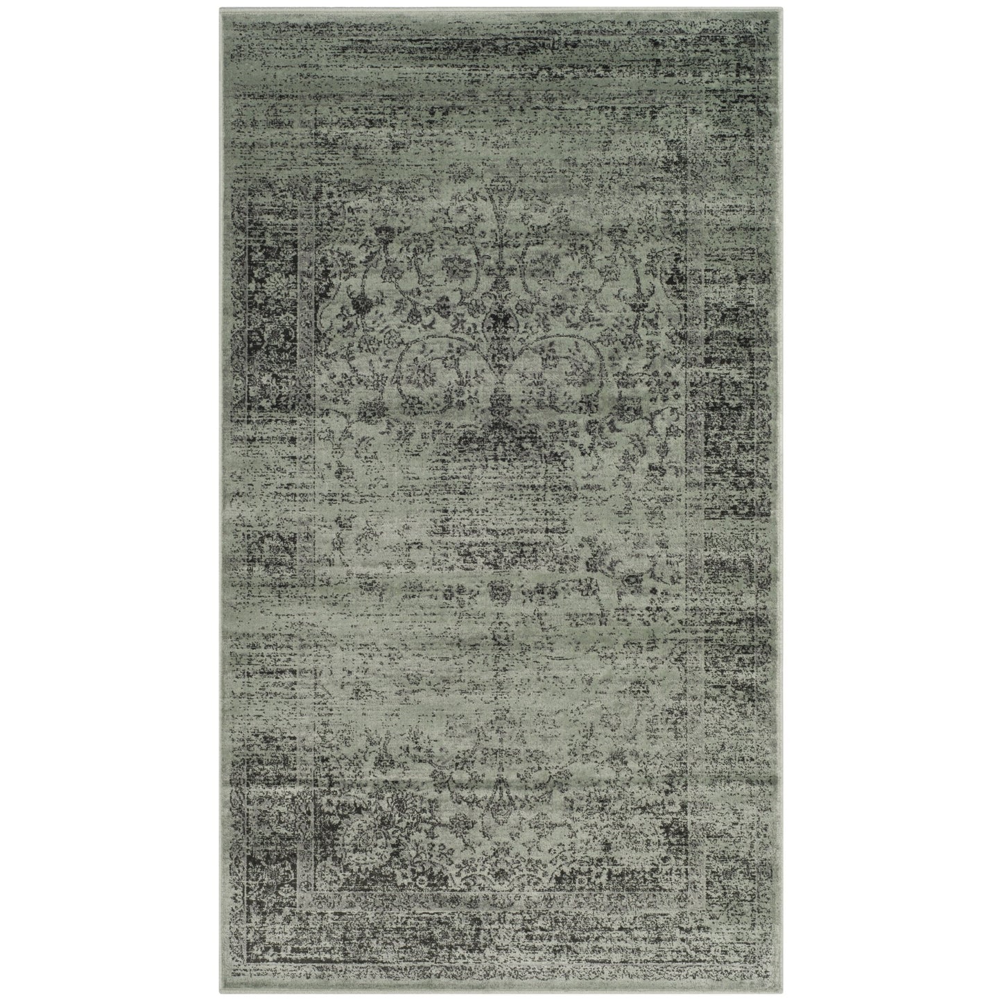 SAFAVIEH Vintage Collection Accent Rug - 4' x 5'7", Spruce, Oriental Medallion Distressed Viscose Design, Ideal for High Traffic Areas in Entryway, Living Room, Bedroom (VTG113-2111)