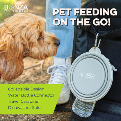 Bonza X-Large Collapsible Dog Bowl, 1500 ML Reinforced Rim, with Carabiner - Dog Travel Bowl - Portable, Collapsible - Hiking, Car, Traveling