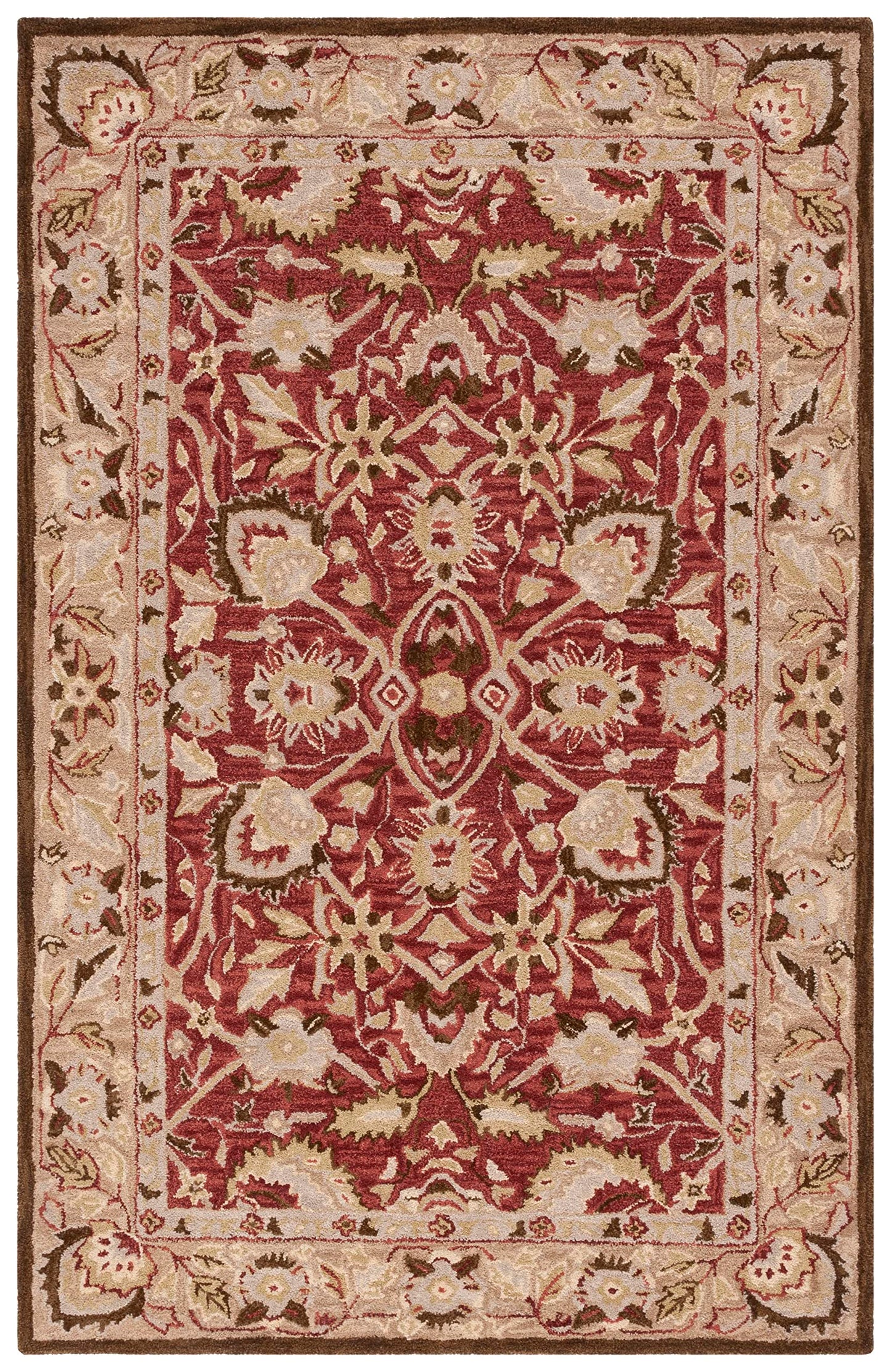 SAFAVIEH Antiquity Collection Accent Rug - 4' x 6', Red & Beige, Handmade Traditional Wool, Ideal for High Traffic Areas in Entryway, Living Room, Bedroom (AT65Q)
