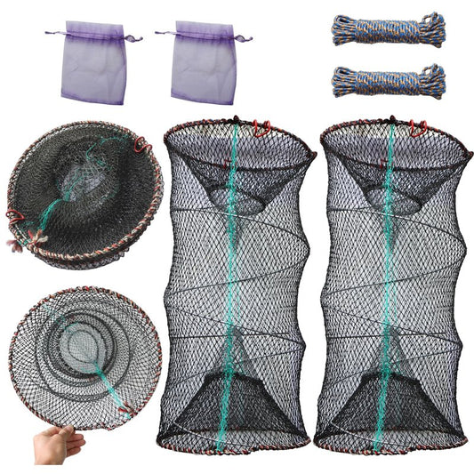 BRILISLE 2PCS or 1PCS Crab Trap, Fish Minnow Lobster Pot net Traps Crab Snare; Crawfish Catfish Shrimp Bait Trap;Crabbing Equipment Blue Crabs Lobster Portable Collapsible
