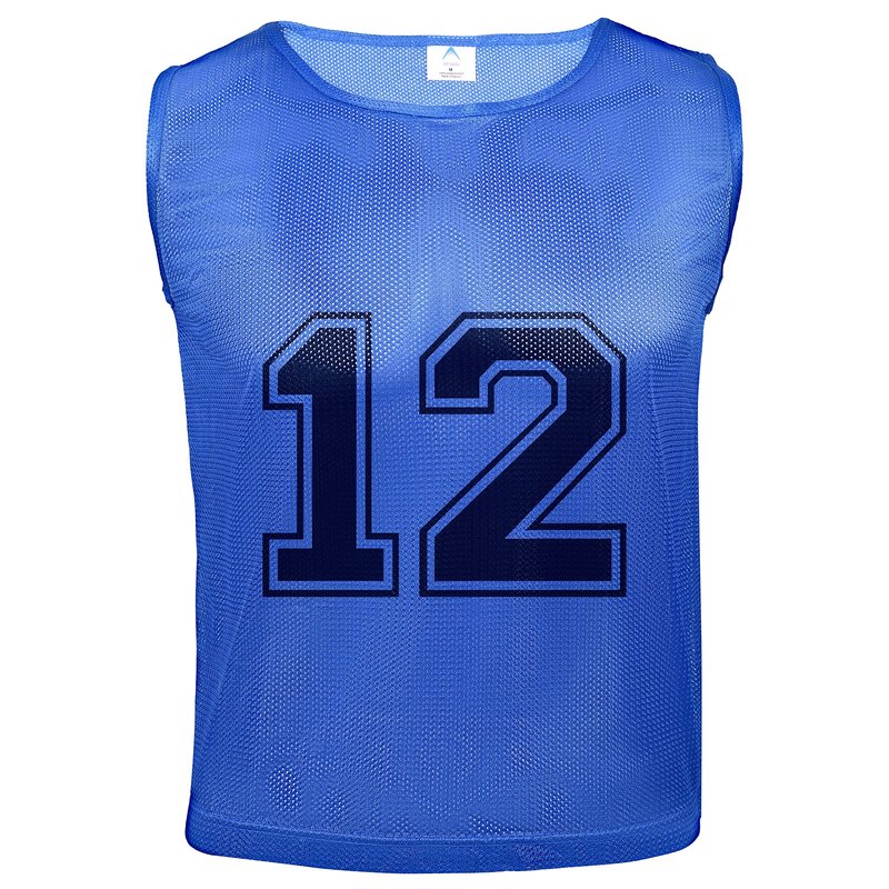 Athllete Youth Soccer Pinnies - Numbered 12 Pack, Lightweight, Breathable, Large