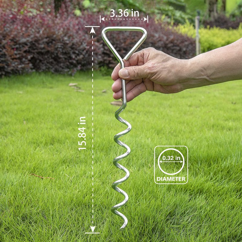 Trampoline Stakes Heavy Duty Strong and Galvanized Steel Corkscrew High Wind Anchor Kit for Trampoline Camping Tents Tie Down Anchors