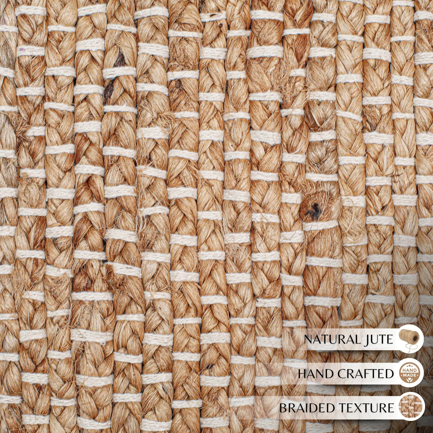 Hausattire Jute Woven Runner Rug 2'x6' - Natural, Hand Braided Boho Reversible Area Rugs for Kitchen, Living Room | Farmhouse Indoor Outdoor Long Mat for Bedroom, Natural Fiber Patio Mats - 24x72 Inch
