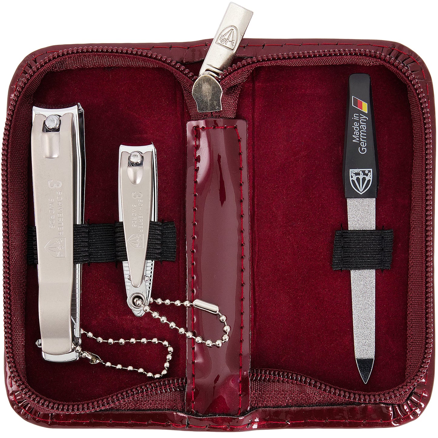 3 Swords Germany - brand quality 3 piece manicure pedicure grooming kit set for professional finger & toe nail care tool clipper fashion leather case in gift box, Made by 3 Swords (00811)