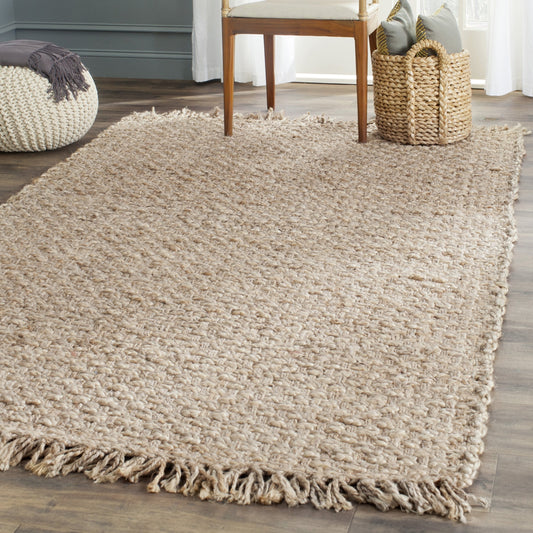SAFAVIEH Natural Fiber Collection Accent Rug - 4' x 6', Natural, Handmade Woven Fringe Jute, Ideal for High Traffic Areas in Entryway, Living Room, Bedroom (NF856A)
