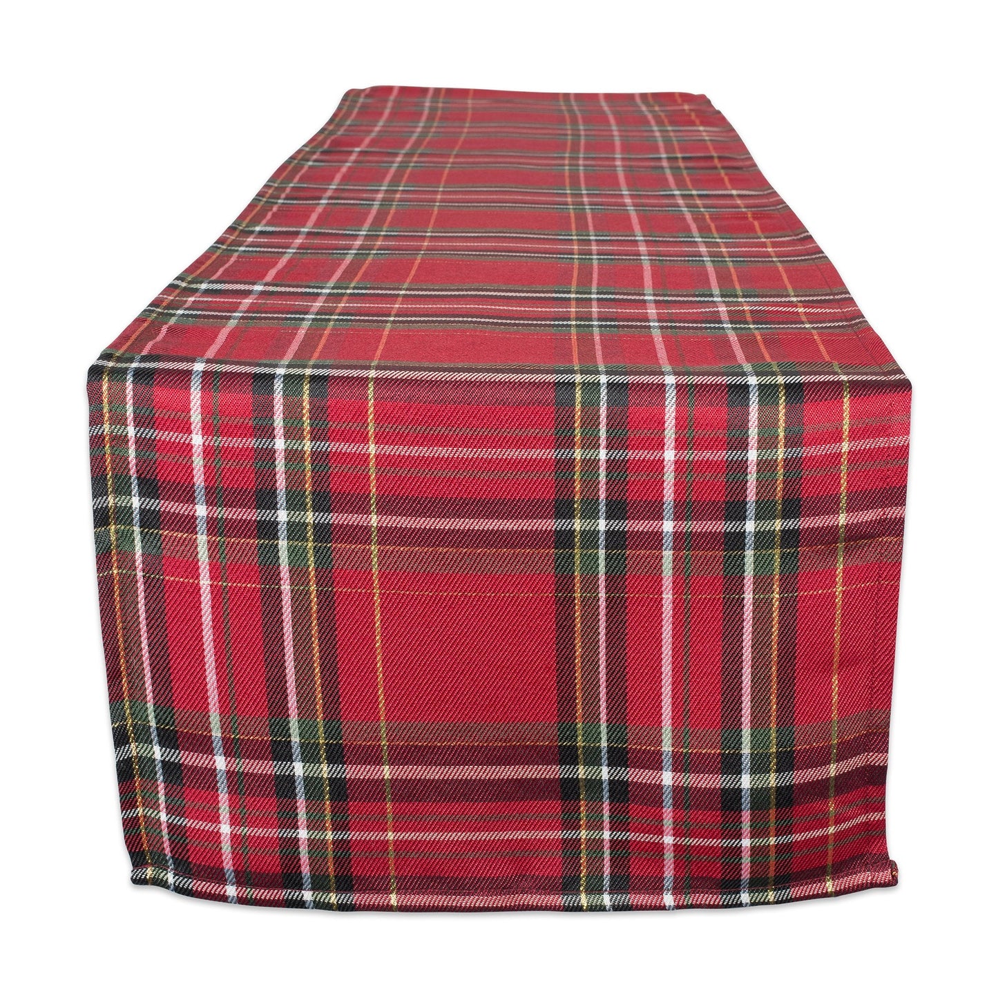 DII Holiday Dining Table & Kitchen Décor Metallic Fabric, Christmas Table Runner, 14x108, Red Tartan Plaid