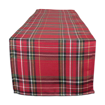 DII Holiday Dining Table & Kitchen Décor Metallic Fabric, Christmas Table Runner, 14x108, Red Tartan Plaid