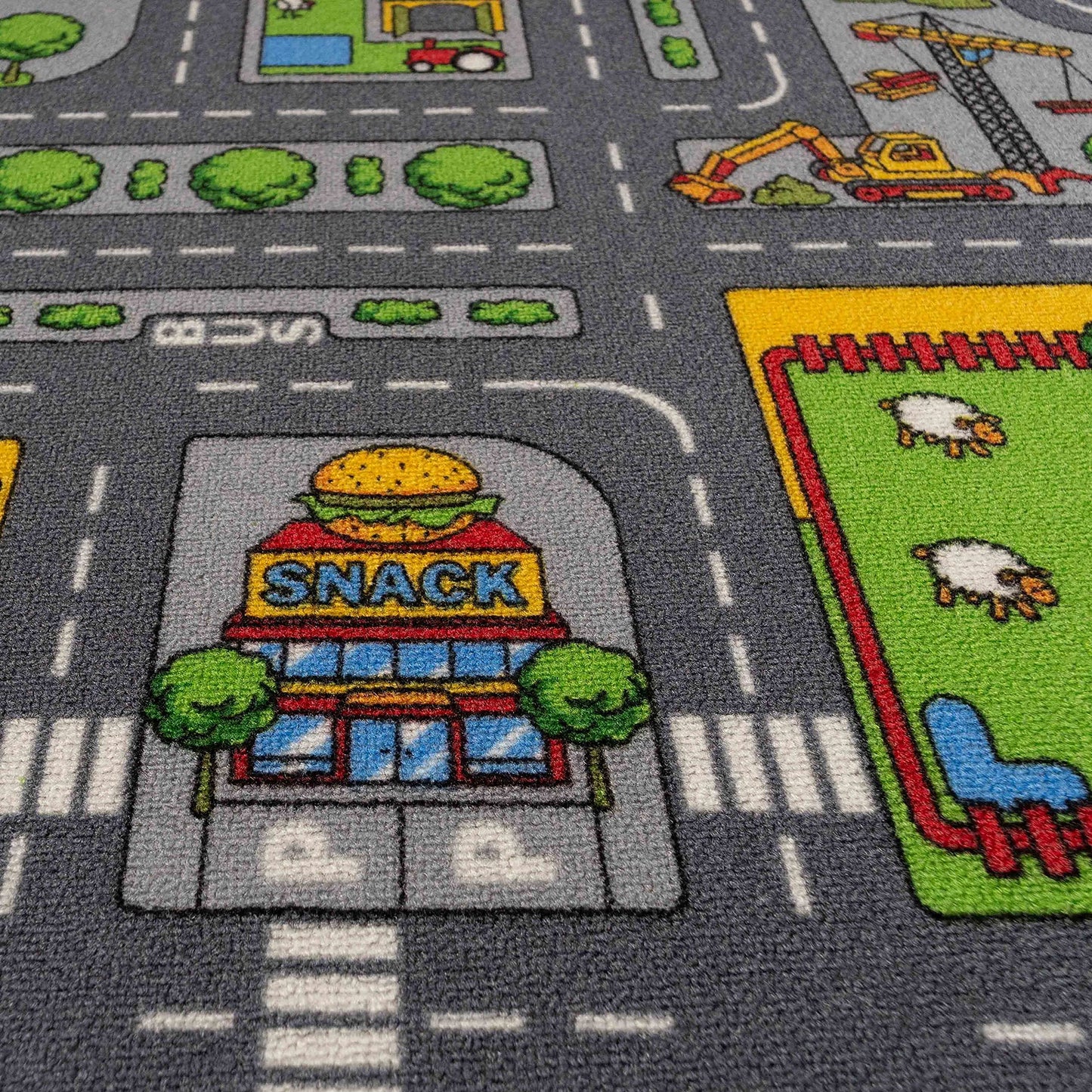 The Rug House Children's Kids Boys Girls City Town Car Roads Interactive Playroom Playmat Creative Toddler Soft Durable Educational Classroom Nursery Bedroom Play Carpet Mat 80cm x 120cm