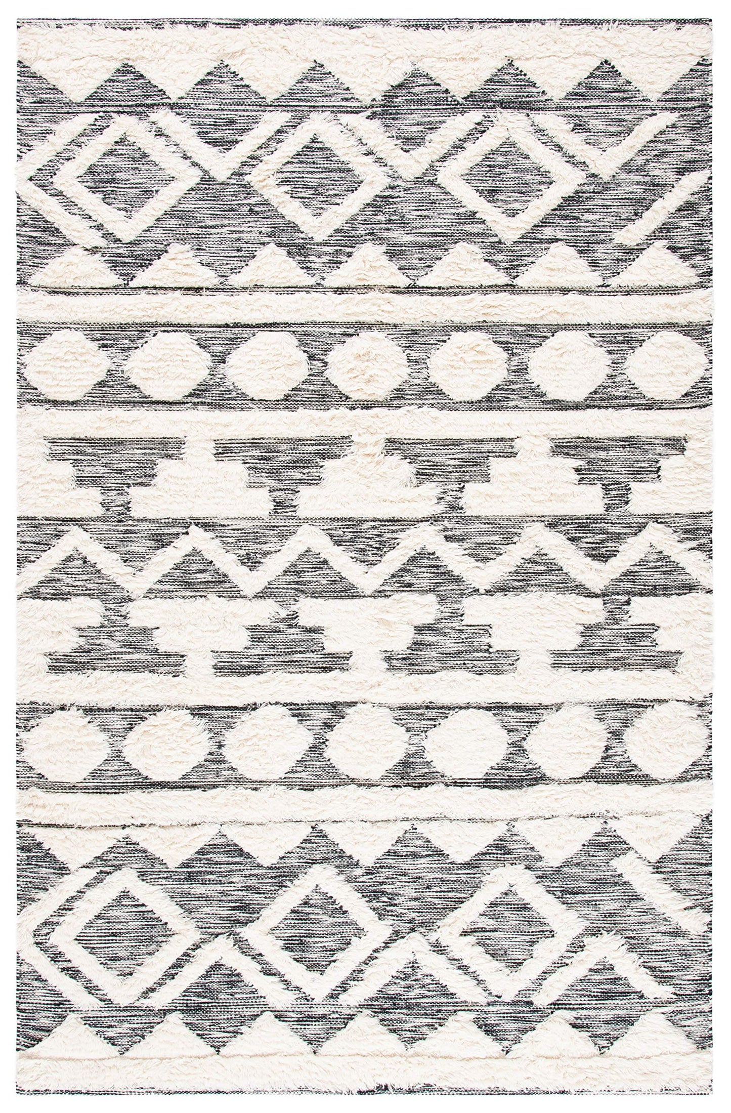 SAFAVIEH Kenya Collection Area Rug - 6' x 9', Ivory & Brown, Handmade Moroccan Boho Tribal Wool, Ideal for High Traffic Areas in Living Room, Bedroom (KNY458A)
