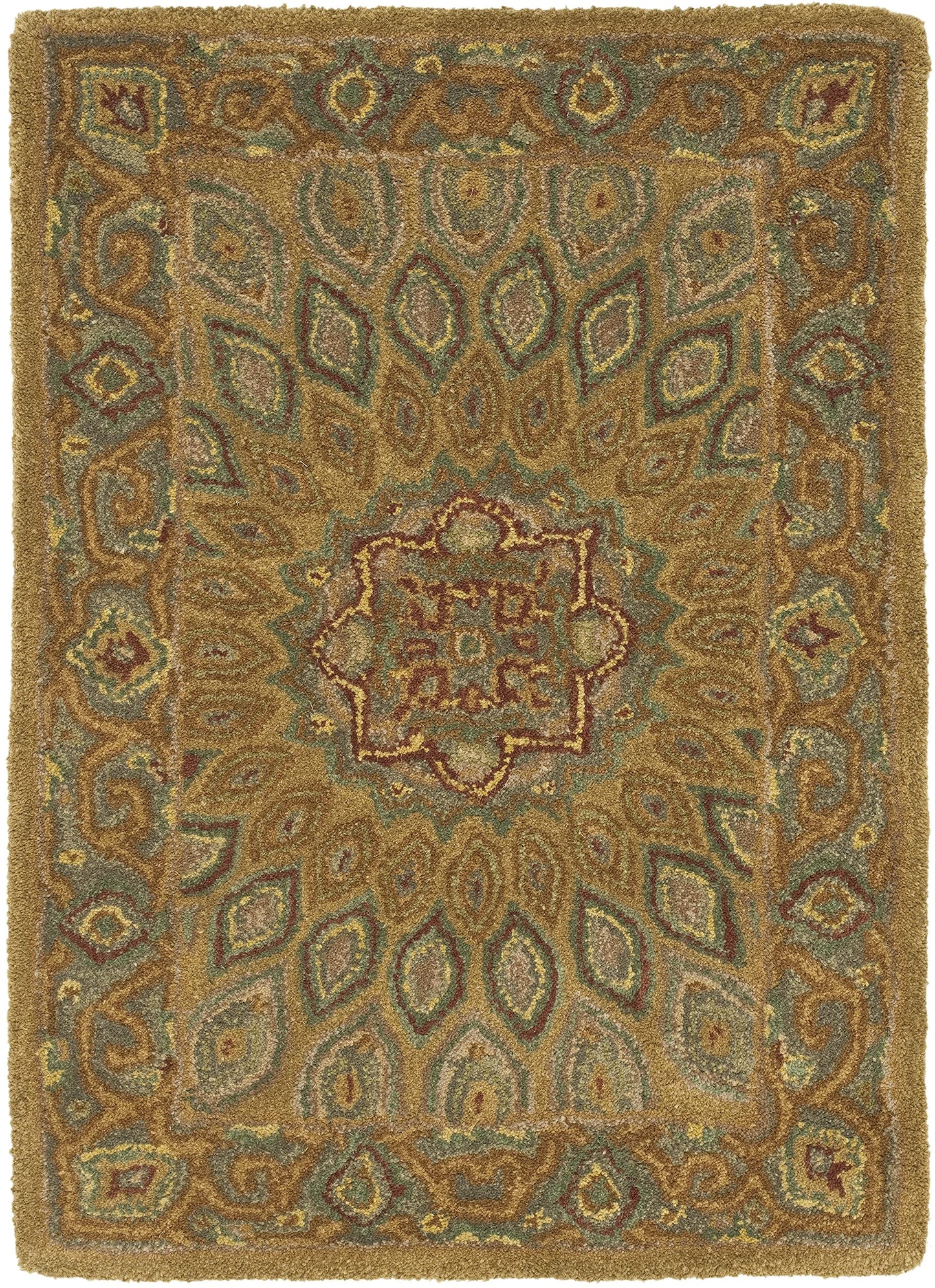 SAFAVIEH Heritage Collection Accent Rug - 2' x 3', Light Brown & Grey, Handmade Traditional Oriental Wool, Ideal for High Traffic Areas in Entryway, Living Room, Bedroom (HG914A)