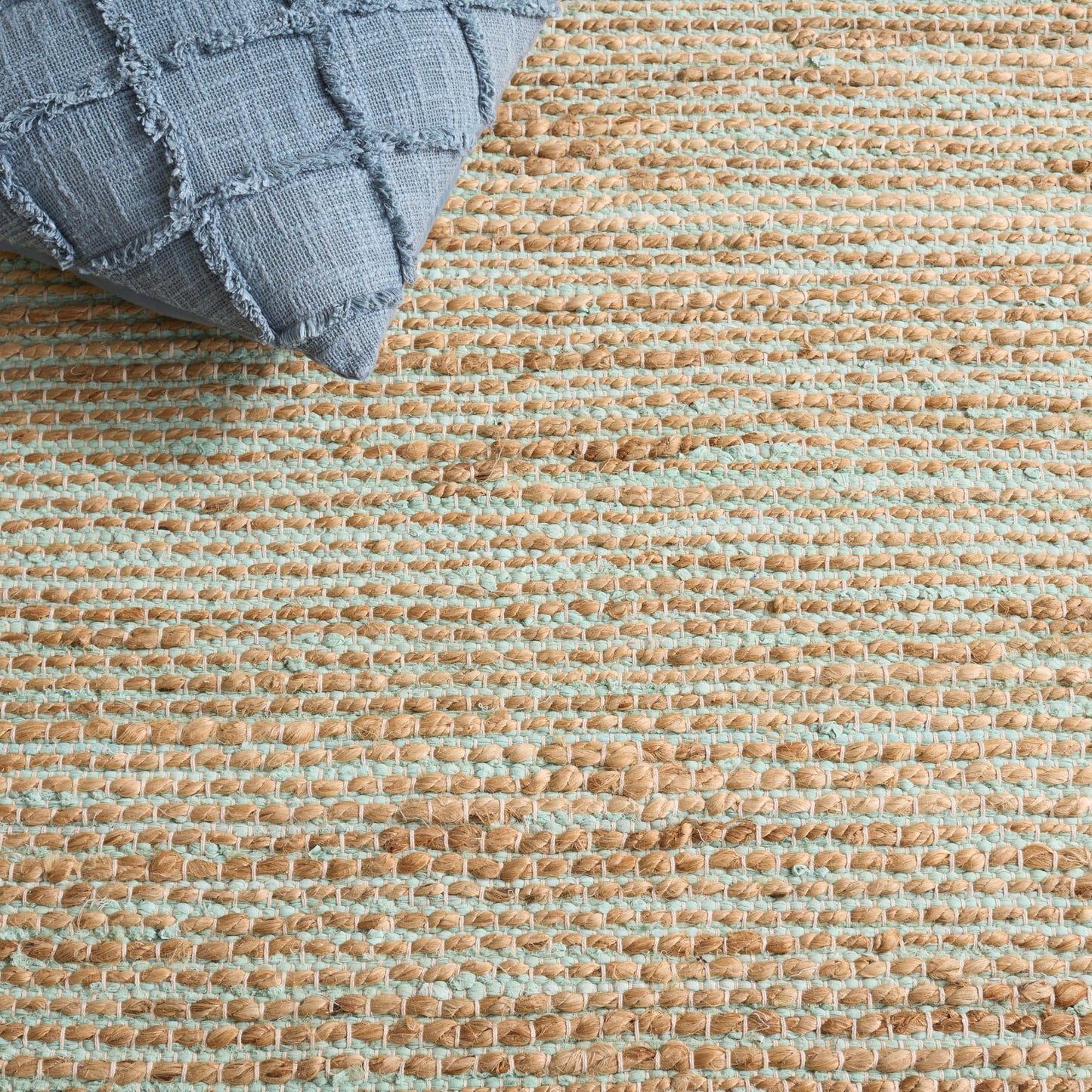 SAFAVIEH Area Rug 4x6 - Cape Cod Collection - Turquoise & Natural, Handmade Jute & Cotton, Ideal for Living Room, Bedroom, Dining Space (CAP236K)