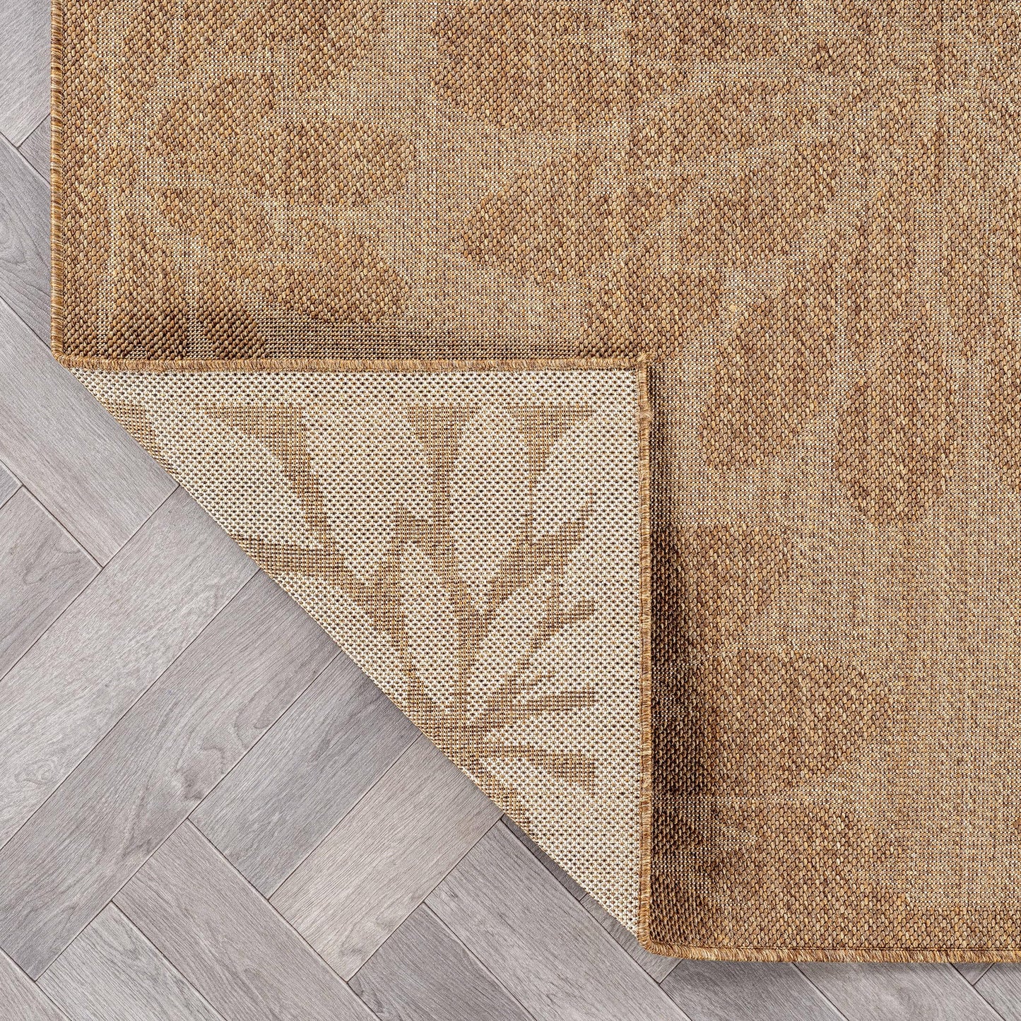 Rugshop Floral Indoor Outdoor Flat Woven Area Rug,Natural Jute-Style,Easy-Care Patio Rug for Backyard Porch Deck Balcony, 6'6" x 9' Sand/Natural