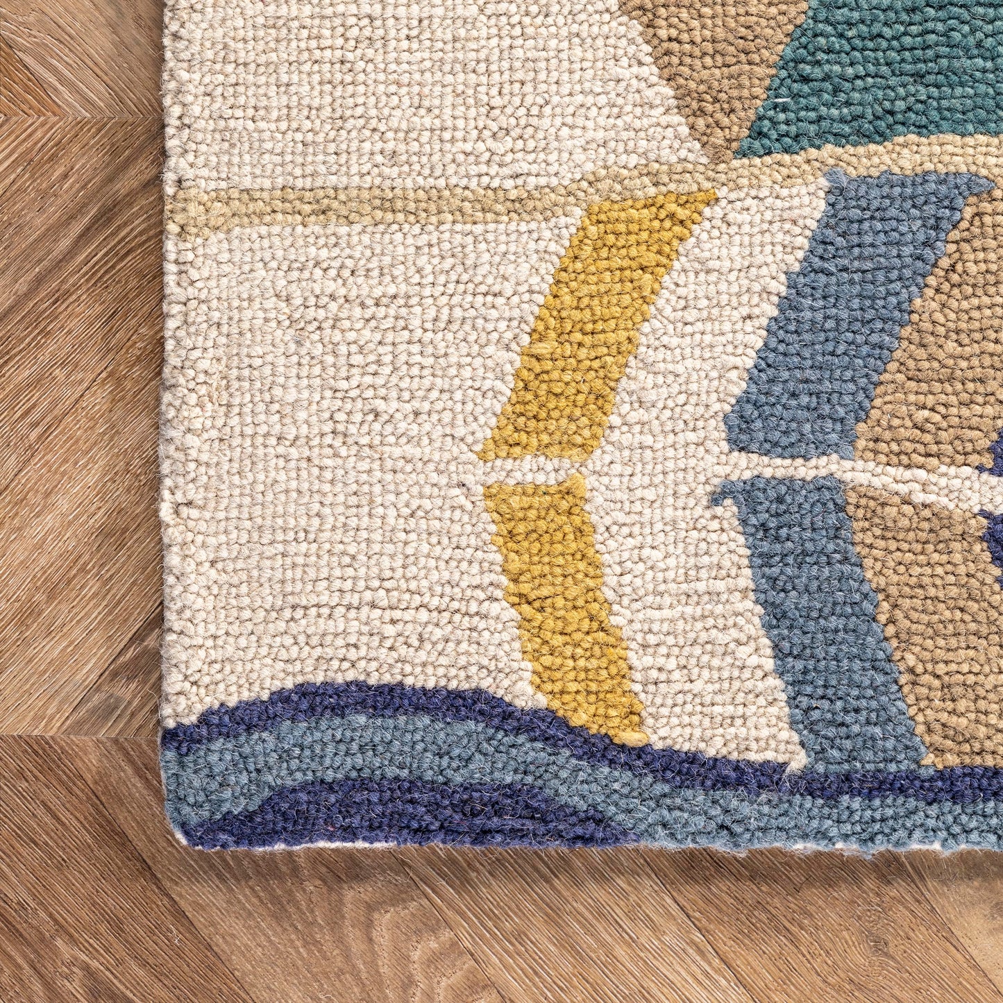 Nuloom Ofelia Handmade, Multicolor/Black, 5' x 8', Geometric, Wool, Soft and Cozy, High Traffic, Stain Resistant, Easy Clean, Durable Runner for Bedroom, Living Room, Dining, Den, Foyer